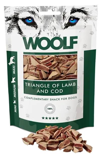 Hovedbilde Woolf Godbiter Triangle of lamb and cod 100g