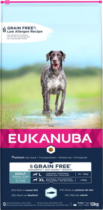 EUKANUBA Hundefor Adult Large Breed Grainfree havfisk 12kg