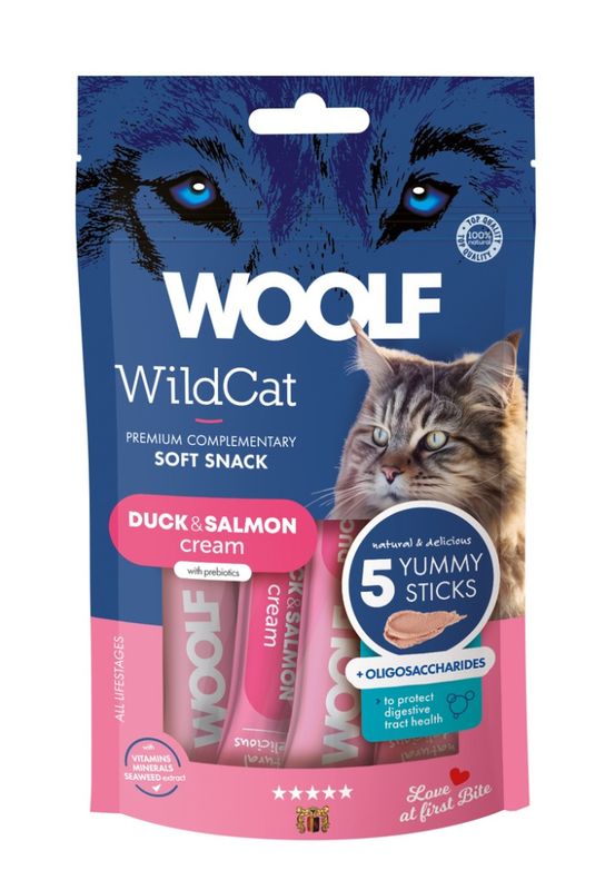 WOOLF Wildcat Cream Duck & Salmon + Oligosaccharides 5 stk